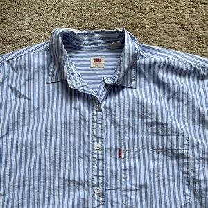 Levi’s Women’s Size Large Baggy Oversized Striped Button Down Shirt Casual Prep